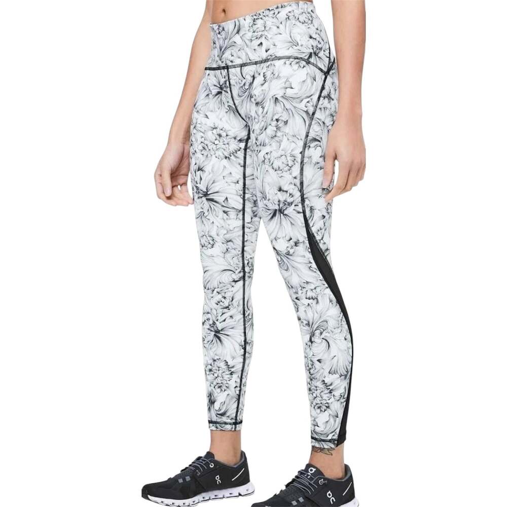 Lululemon Train Times 7/8 Tights Pocket Drawcord Light Garden White Black 2